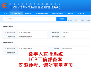 数字人直播系统 ICP备案